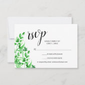 水彩緑エレガント草結婚書跡 出欠カード (正面)