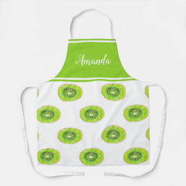 水彩緑キウイ模様パーソナライズされた エプロン