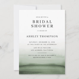 水彩緑グラデーション色モダンブライダルシャワー 招待状