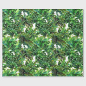 水彩緑シダの森の秋パターン ラッピングペーパー (フラット)