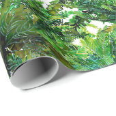 水彩緑シダの森の秋パターン ラッピングペーパー (ロールコーナー)