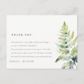 水彩緑シダの葉ありがとうござ結婚う ポストカード (正面)