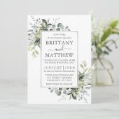 水彩緑シルバーフレームセージ緑 招待状 (スタンド正面)