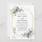 水彩緑ジオフレームガラスセージ緑 招待状 (正面)