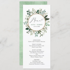 水彩緑スタイリッシュ金ゴールドのメ結婚ニュー 招待状