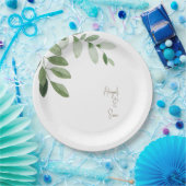水彩緑パーソナライズされた白結婚色 ペーパープレート (パーティー)