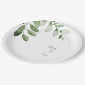 水彩緑パーソナライズされた白結婚色 ペーパープレート (アングル)