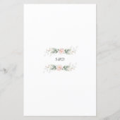 水彩緑ピンクの花の金ゴールド結婚のメニュー (裏面)