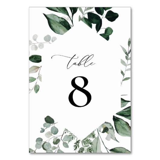 水彩緑フローラ表 テーブルナンバー (正面)