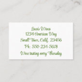 水彩緑ブドウの束ビジネスカード 名刺 (裏面)