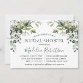 水彩緑ブライダルシャワーセージ緑 招待状 (正面)