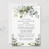 水彩緑ブライダルシャワーセージ緑 招待状 (正面)
