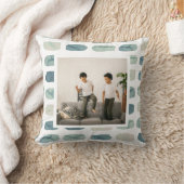 水彩緑モダンのブラシストローク |写真 クッション (ブランケット)