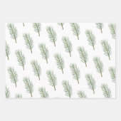 水彩緑モダン松クリスマスツリー ラッピングペーパーシート (正面3)