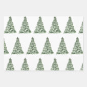 水彩緑モダン松クリスマスツリー ラッピングペーパーシート (正面)