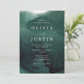 水彩緑モダン結婚 招待状 (スタンド正面)