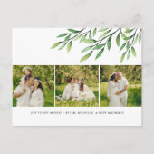 水彩緑モダン草3フォトホリデー ポストカード (正面)