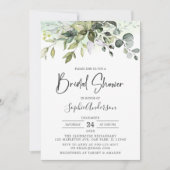 水彩緑ユーカリブライダルシャワー 招待状 (正面)