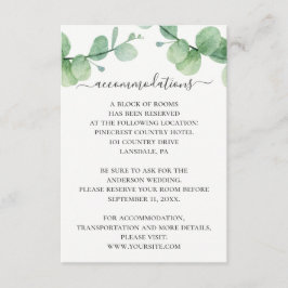 水彩緑ユーカリ結婚の宿泊施設 エンクロージャーカード