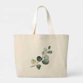 水彩緑リースモノグラムブライドメイド ラージトートバッグ (裏面)