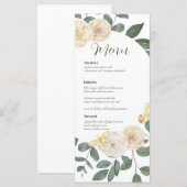 水彩緑リース結婚のメニューカード (正面/裏面)