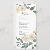 水彩緑リース結婚のメニューカード (正面)