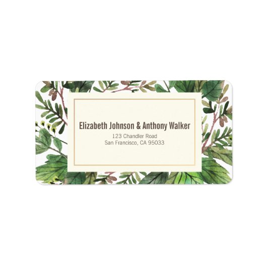 水彩緑化とウッドシ結婚ーズ ラベル (正面)