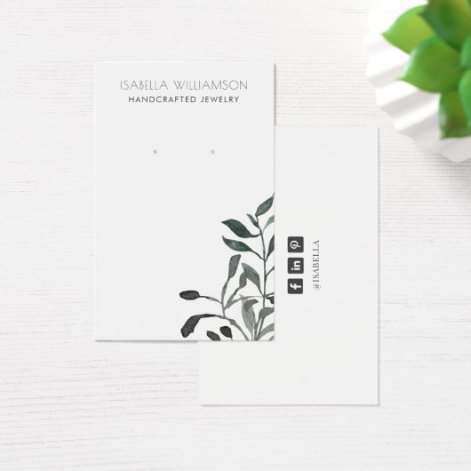 水彩緑化イヤリングジュエリー表示カード (デスク)