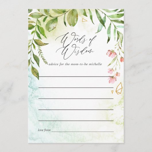 水彩緑化クリスタルブライダル アドバイスカード (正面)