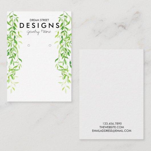 水彩緑化トレンディーイヤリングディスプレイカード 名刺 (正面/裏面)
