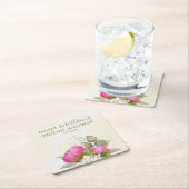 水彩緑化フローラエレガントブライダルシャワー スクエアペーパーコースター (インサイチュ)