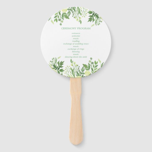 水彩緑化フローラ庭園の結婚式プログラム ハンドファン (裏面)