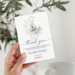 水彩緑化ブライダルシャワーサンキューカード 招待状