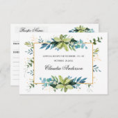 水彩緑化ブライダルシャワーレシピカード (正面/裏面)