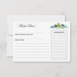 水彩緑化ブライダルシャワーレシピカード