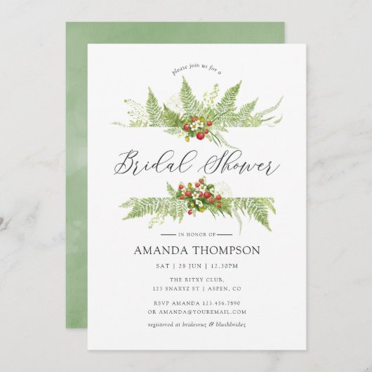 水彩緑化ブライダルシャワー 招待状 (正面/裏面)