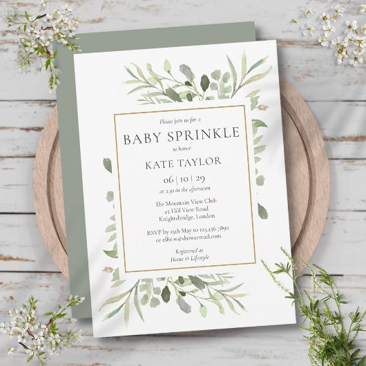 水彩緑化ベビー散布男女兼用 招待状