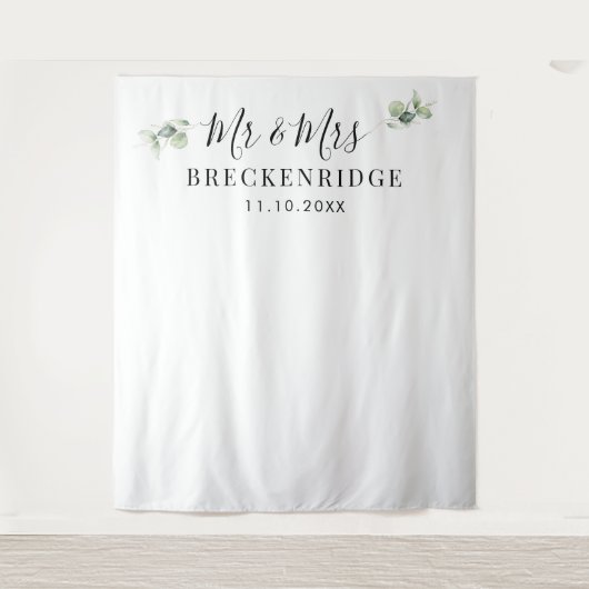 水彩緑化ミニマル結婚リストの背景 タペストリー (正面)