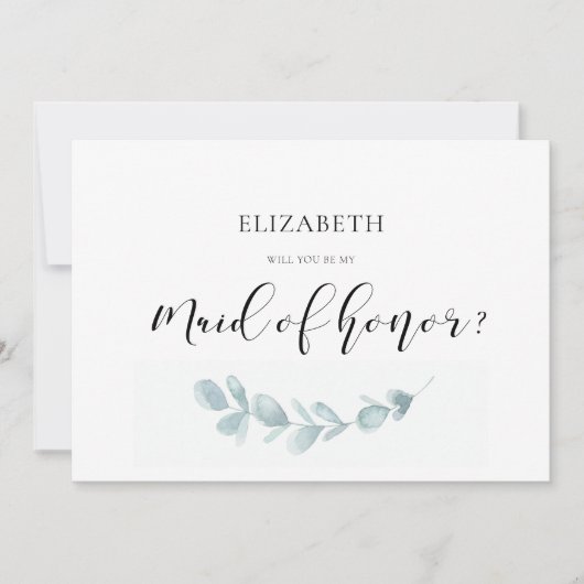 水彩緑化メイド・オブ・オーナー(花嫁付き添い人)提案カード 招待状 (正面)