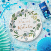 水彩緑化リースユーカリ結婚ス ペーパープレート (パーティー)