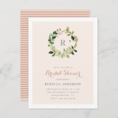 水彩緑化リース赤面ブライダルシャワー インビテーションポストカード (正面/裏面)