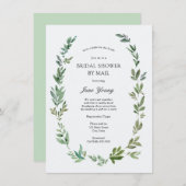 水彩緑化枠ブライダルシャワーbyメール 招待状 (正面/裏面)