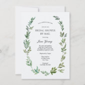 水彩緑化枠ブライダルシャワーbyメール 招待状 (正面)