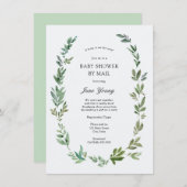 水彩緑化枠ブライダルシャワーbyメール 招待状 (正面/裏面)