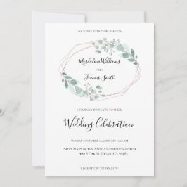 水彩緑化枠結婚式招待状 招待状
