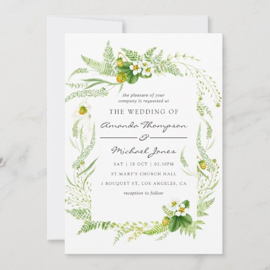 水彩緑化結婚式招待状 招待状 (正面)