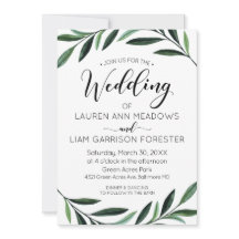 水彩緑化結婚式招待状