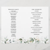 水彩緑化金ゴールド折り畳み結婚式 プログラム チラシ (裏面)