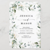 水彩緑化金ゴールド結婚式 プログラム (正面/裏面)