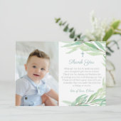 水彩緑化《キリスト教》洗礼式や命名式または誕生日写真 サンキューカード (スタンド正面)